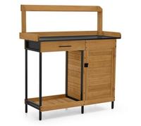 M MCombo Table de jardin avec plan de travail galvanisé et espace de rangement en dessous table de rempotage en bois de sapin 2049