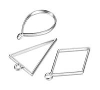 M METERXITY 1 Ensemble/30pcs Ouvert Lunettes pour Résine - Creux Cadres Alliage gouttes Forme, Triangle, Rhombe, Appliquer à DIY Artisanat Pendentifs Pressé Fleurs (Argent Ton)