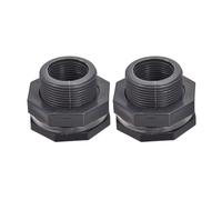 M METERXITY 1 Ensemble PVC Passe-cloison Raccord - Fileté Passe-cloison Eau Réservoir Connecteur, avec Prise Raccord, Appliquer à Aquariums, Pluie Seau, (G1 Filetage, Gris)