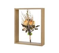 M METERXITY 1-Pack Cadre Fleurs Séchées, 8 x 10 Pouces Cadre Photo Flottant Double Acrylique Bois pour Table/DIY/Artisanat [Couleur Bois]