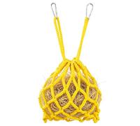 M METERXITY 1-Pack Distributeur de Foin Suspendu pour Lapin Jaune | Polyester, Sac en Filet, Grande Capacité, 2 attaches Métalliques, pour Cochons d'Inde, Chinchillas, Hamsters