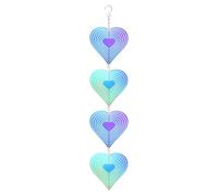 M METERXITY 1-Pack Hanging Wind Spinners, 20.5" 3D Stainless Steel Hanging Reflective Pinwheels pour Patio/Yard/Outdoor, Garden Decor Windmill [Gradient, Heart]