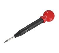 M METERXITY 1-Pack Pointeau Automatique, 133mm Pointeau À Ressort En Acier Rapide Avec Capuchon De Paume Pour Plaque D'Acier/Panneau De Bois/Verre, Outil De Brise-Vitre À Impact [Noir]