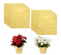 M METERXITY 10-Pack Feuille D'Aluminium Pour Plantes En Pot, 30 x 30 Cm Couverture En Aluminium Pour Fleurs Pour Mariage/Anniversaire/Saint-Valentin/Thé, Papier D'Emballage [Or]