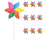 M METERXITY 10-Pack Six Blades Rainbow Pinwheels, 9.4 inch Plastic Wind Spinners Outdoor Flower Windmill pour Party Decorations/Yard/Garden, Toy Wind Spinners [Multicolor]