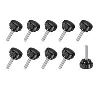 M METERXITY 10 Pcs Boutons de Serrage Moletés, M6x25mm Filetage Mâle Vis Moletée à Oreilles, Boutons à Visser en Acier au Carbone pour Machines/Meubles, Boulons de Poignée de Montage [Noir]