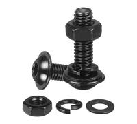 M METERXITY 10 Set M6 x 20mm Vis À Tête Hexagonale À Embout Bombé À Collet, Noir Acier Inoxydable 304 18-8 Vis À Tête Hexagonale, Boulons, Écrous, Rondelles Plates Et Rondelles Frein Pour