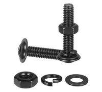 M METERXITY 10 Set M6 x 30mm Vis À Tête Bombée À Embout Hexagonal À Collerette, Noir Acier Inoxydable 304 18-8 Vis À Embout Hexagonal, Boulons, Écrous, Rondelles Plates Et Rondelles Frein