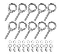 M METERXITY 10-Sets Vis À Œil En Acier Inoxydable M6x32mm Avec Épaulement Pour Suspension/Fixation Avec Écrous Et Rondelles Filetage Mâle Anneau À Épaulement Longueur 1.26 Pouce