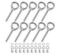 M METERXITY 10-Sets Vis À Oeil En Acier Inoxydable M6x50mm Avec Épaulement Pour Suspension/Fixation Avec Écrous Et Rondelles Filetage Mâle Anneau À Épaulement Longueur 1.97 Pouce