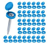 M METERXITY 100-Pack Cache-Vis À Charnière en Plastique, Vis À Volet De 5mm avec Coques, Couvre-Écrous À Rabat, Protection À Rabat pour Têtes De Vis M3 M4 M5 [Bleu]