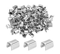 M METERXITY 100-Pack Caps À Pince Rabattable 0.3 x 0.2in 8 x 5mm Argent | s Ruban Avec Pinces Pour Fabrication/Décor/Bracelets, Embout