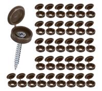 M METERXITY 100-Pack Capuchons Vis À Charnière en Plastique, Vis À Volet 4mm avec Capuchons, Couvre-Rondelles À Rabattement, Protection Rabattable pour Têtes De Vis M3 M4 M5 [Marron Café]