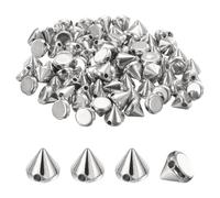 M METERXITY 100-Pack Pointes Clous Studs 6x6 mm Plastique Plat Dos Coudre Style Punk Spike Stud avec Trou pour Vêtements/Chaussures/Sacs/DIY Cuir Artisanat/Tissu Vêtements Argent