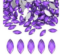 M METERXITY 100-Pack Strass Oeil De Cheval, 15x7mm Strass Acrylique À Dos Plat Pour DIY Artisanat/joyaux, Autocollant De Cristaux [Violet]