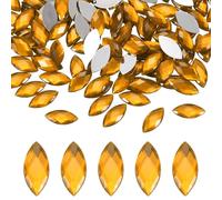 M METERXITY 100-Pack Strass Oeil De Cheval, 15x7mm Strass Acrylique À Dos Plat Pour DIY/joyaux, Autocollant Cristal [Jaune]