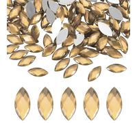M METERXITY 100-Pack Strass Oeil De Cheval, 15x7mm Strass En Acrylique À Dos Plat Pour DIY Artisanat/joyaux, Autocollant Strass Cristal [jaune clair]