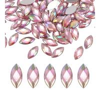 M METERXITY 100-Pack Strass Oeil De Cheval, 15x7mm Strass En Acrylique À Dos Plat Pour DIY joyaux/Artisanat, Autocollant De Cristal [Rose Clair AB]