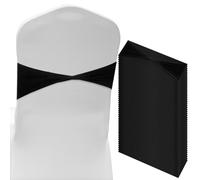 M METERXITY 100 Pcs Bandes de Chaise en Spandex, Bandes de Chaise Coulissantes Extensibles Sans Boucle pour Couverture de Chaise pour Mariage/Banquet/Fête/Cérémonie Décoration [Noir]