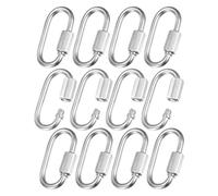M METERXITY 12-Pack Quick Chain Link Connector, M3.5 1/8 304 Acier Inoxydable D-Shape Swing/Camping/Randonnée/Sac À Dos, Twist Key Ring Vis Chaîne Lien [Argent]