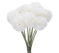 M METERXITY 12 Pcs Boules de Chrysanthème Artificielles, 28Cm Bouquets d'Hortensias Artificiels en Soie, Fleurs Artificielles au Toucher Réaliste pour Mariage/Noël/Fête [Blanc Crème]