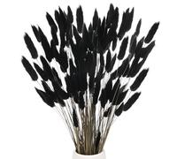 M METERXITY 120 Pcs Herbe de Queue de Lapin 17 Pouces Queue de Lapin Fluffy Herbe Fleurs Séchées Branches Remplisseur de Vase Décoration en Herbe de Pampa Séchée pour Maison/Vase [Noir]
