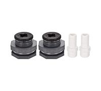 M METERXITY 2 Ensemble PVC Passe-cloison Raccord - Fileté Passe-cloison Eau Réservoir Connecteur, avec Bouchon et Barbelé Tuyau Raccord, Appliquer à Robinets, (G1/2 Filetage, Gris Blanc)