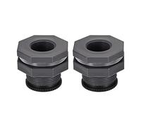M METERXITY 2 Ensemble PVC Passe-cloison Raccord - Fileté Passe-cloison Eau Réservoir Connecteur, avec Prise Raccord, Appliquer à Aquariums, Pluie Seaux (G1 Filetage, Gris)