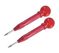 M METERXITY 2-Pack Automatic Center Punch, 133mm HSS Spring Loaded Nail Punch With Palm Cushion Cap Pour Steel Plate/Wooden Board/Glass, Adjustable Impact Punch Window Breaker Tool [Red]
