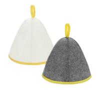 M METERXITY 2-Pack Bonnet de Sauna en Feutre pour Banya Unisexe | Gris+Jaune, Blanc+Jaune, Bain de Vapeur, Chambre Chaude, Protection de Tête, Accessoires de Maison de Bain