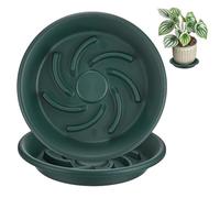 M METERXITY 2-Pack sous-Pots, 6.3 Pouce 16cm Diametre Interieur Anti-Pourriture Racine Resine sous-Pots pour Plantes D'Interieur/Exterieur [8.3 Pouce Diametre Exterieur, Vert Fonce]