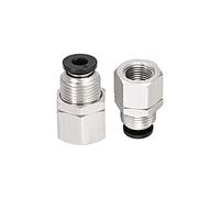 M METERXITY 2 Paquet 1/8 BSPT Pousse Serrure Raccord - Droit Cloison Union, Pousser à Connecter Raccords, Appliquer à Pneumatique Système (6mm, Argent)