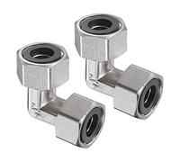 M METERXITY 2 Paquet 90 Degré Coude - Tuyau Raccord 90 Degré, L Forme Tuyau Raccord avec Étanchéité Joint, Appliquer à Air Eau Gaz, (G1/2 Femelle Fil, Argent)