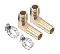 M METERXITY 2 Paquet Laiton Tuyau Barbillon Raccords - 90 Degré Coude 13mm Laiton Tuyau Raccord avec Tuyau Colliers Appliquer à Eau(G1/4 Male Filetage)