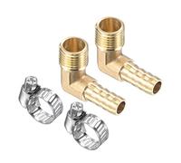 M METERXITY 2 Paquet Laiton Tuyau Barbillon Raccords - 90 Degré Coude 8mm Laiton Tuyau Connecteur avec Tuyau Colliers Appliquer à Eau (G1/4 Mâle Filetage)