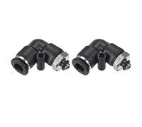 M METERXITY 2 Paquet Pousser pour Connecter Tube Mâle Coude Raccord - Pneumatique Air Pousser Rapide Connecte, Appliquer à Tuyau Connexion (6mm OD x M5 Filetage, Noir)