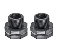 M METERXITY 2 Paquet PVC Passe-cloison Raccord - Double Fileté Passe-cloison Eau Réservoir Connecteur, avec Silicone Joint, Appliquer à Aquariums, (G3/4 Femme 1.5" Homme, Gris)