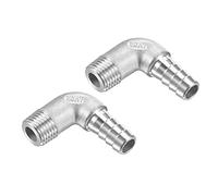 M METERXITY 2 Paquet Tuyau Barbillon Raccords - 90 Degré Coude Inox Acier 10mm Tuyau Connecteur Appliquer à Eau Carburant (G1/4 Mâle Tuyau)