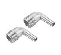 M METERXITY 2 Paquet Tuyau Barbillon Raccords - 90 Degré Coude Inox Acier 10mm Tuyau Connecteur Appliquer à Eau Carburant (G1/2 Mâle Tuyau)