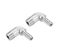 M METERXITY 2 Paquet Tuyau Barbillon Raccords - 90 Degré Coude Inox Acier 8mm Tuyau Connecteur Appliquer à Eau Carburant (G1/4 Mâle Tuyau)