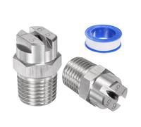 M METERXITY 2 pcs Buse de Pulvérisation à Jet Plat, 65 Degré 1/4BSPT Mâle Acier Inoxydable Buses de Nettoyeur Haute Pression Remplacement avec Ruban d'Étanchéité (2.4mm Orifice)