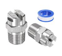 M METERXITY 2 pcs Buse de Pulvérisation à Jet Plat, 65 Degré 1/4BSPT Mâle Acier Inoxydable Buses de Nettoyeur Haute Pression Remplacement avec Ruban d'Étanchéité (1.8mm Orifice)