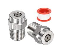 M METERXITY 2 pcs Embouts de Nettoyage de Surface - 25 Degré 1/4" NPT Mâle Buses de Nettoyeur Haute Pression Remplacement, Acier Inoxydable avec Ruban d'Étanchéité (0.977mm Orifice)