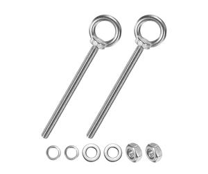 M METERXITY 2-Sets Vis À Oeil En Acier Inoxydable M10x150mm Épaulement Boulon À Oeil De Levage Avec Écrous Rondelles Filetage Mâle Anneau Épaulement Boulons À Oeil Longueur 5.91 Pouce