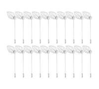 M METERXITY 20-Pack Broche Porte-Épingle À Feuille, Broches Boutonnières DIY en Alliage avec Feuille pour Costume/Chapeau/Cravate/Écharpe, Épingle De Sûreté pour Corsage [84mm, Ton Argenté]