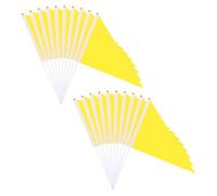 M METERXITY 20-Pack Drapeaux Miniatures Unis À Main Unis, 8x12 Pouces Drapeaux En Polyester Triangle Pour Sublimation Sur Bâton En Plastique Pour Décorations Fête/DIY Graffiti/Jardin [Jaune]