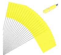 M METERXITY 20-Pack Fanions De Marquage Vierges, 15x5.1x4 Pouces Fanions De Jardin Etanches Pour Pelouse/Jardin/Irrigation/Paysage/Arrosage/Relevé/Entraînement Canin/DIY [Jaune]