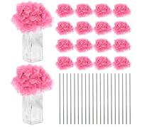 M METERXITY 20-Pack Silk Hydrangea Flowers, Artificial Full Hydrangea Flowers Heads with 20pcs Stems pour Home Decor/Wedding/Christmas/DIY/Party/Garden [Rose Pink]