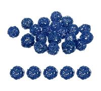 M METERXITY 20 Pcs Boules en Rotin Tressé de 40 mm/1,6 Pouce Boules Décoratives en Rotin Orbes Remplissage de Vase Remplissage de Bol pour Noël/Mariages/Action de Grâce [Bleu]
