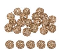M METERXITY 20 Pcs Boules en Rotin Tressé de 40 mm/1,6 Pouce Boules Décoratives en Rotin Orbes Remplissage de Vase Remplissage de Bol pour Noël/Mariages/Thanksgiving/Loisirs Créatifs [Or]